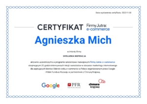 Zaświadczenie Mydlarnia Inspiracja Google